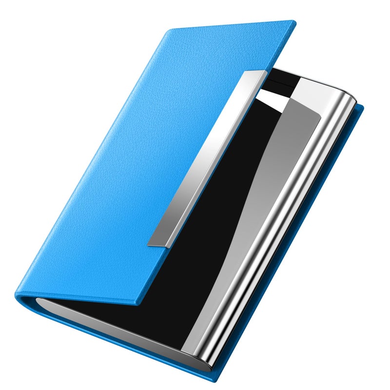 Padike Business Card Holder, Business Card Case Professional PU Leather & Stainless Steel Multi Card Case,Business Card Holder Wallet Credit card ID Case/Holder For Men & Women. (U-Blue) - Image 1